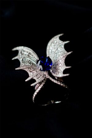 Dark Night Butterfly Sapphire Ring Set